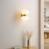 Endon Rossano 2lt Wall Warm brass plate & opal glass