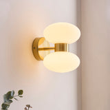 Endon Rossano 2lt Wall Warm brass plate & opal glass