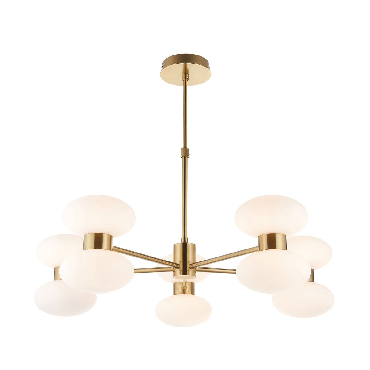 Endon Rossano 10lt Pendant Warm brass plate & opal glass
