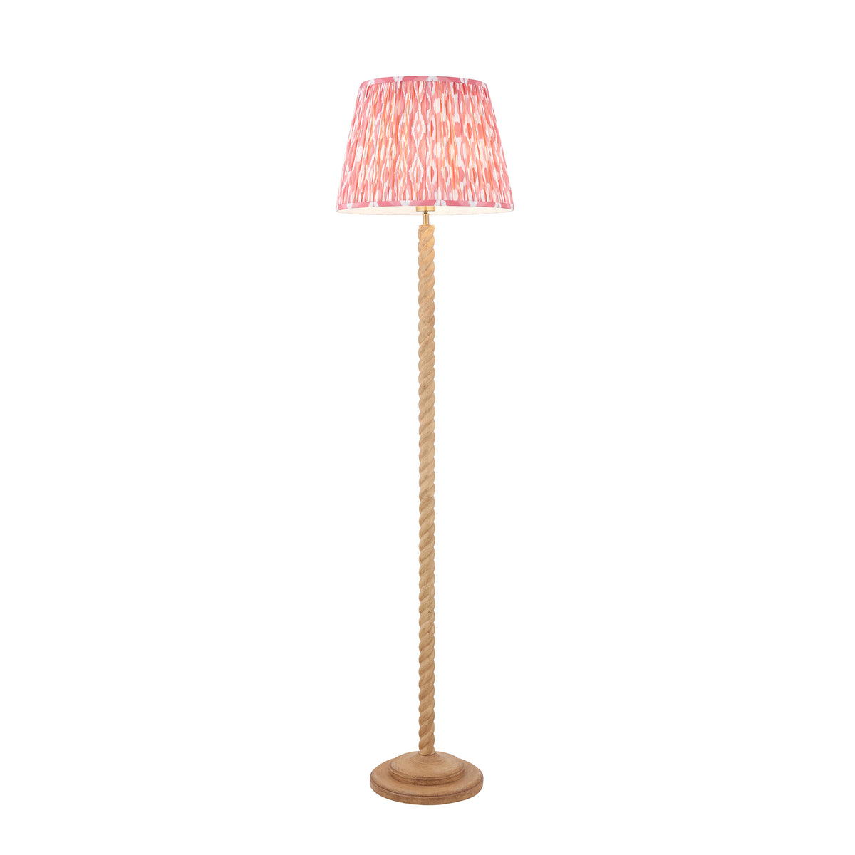 Endon Twist & Ikat 40cm Floor Oak effect resin & coral pink fabric