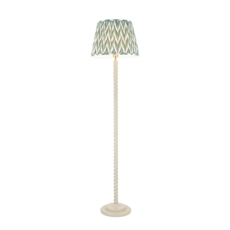 Endon Twist & ZigZag 40cm Floor Satin almond white paint & cotswold green fabric