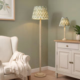 Endon Twist & ZigZag 40cm Floor Satin almond white paint & cotswold green fabric