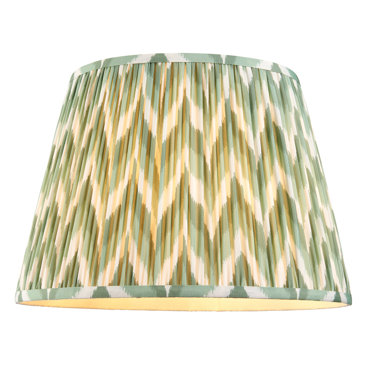 Endon Twist & ZigZag 40cm Floor Satin almond white paint & cotswold green fabric