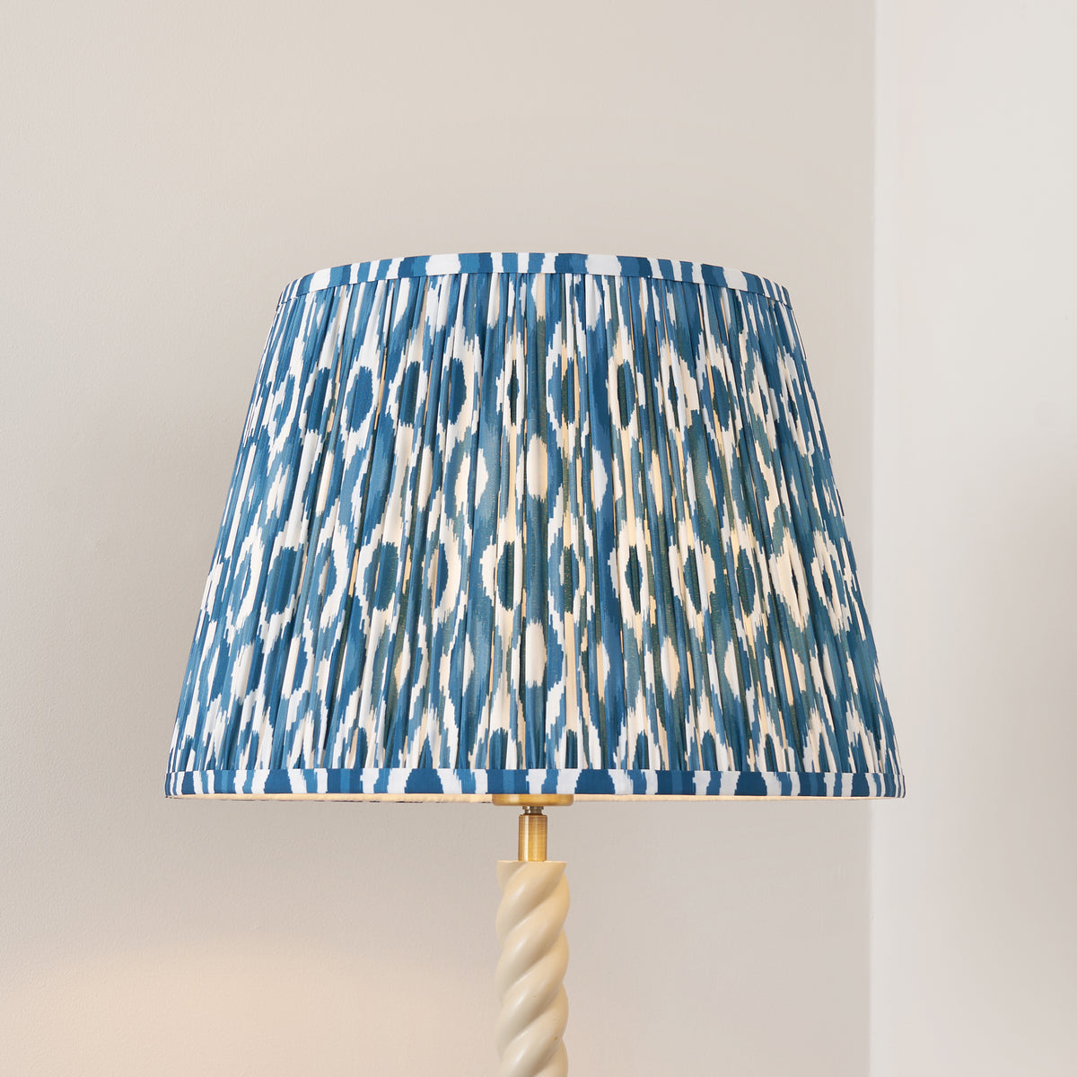 Endon Twist & Ikat 40cm Floor Satin almond white paint & marlin blue fabric