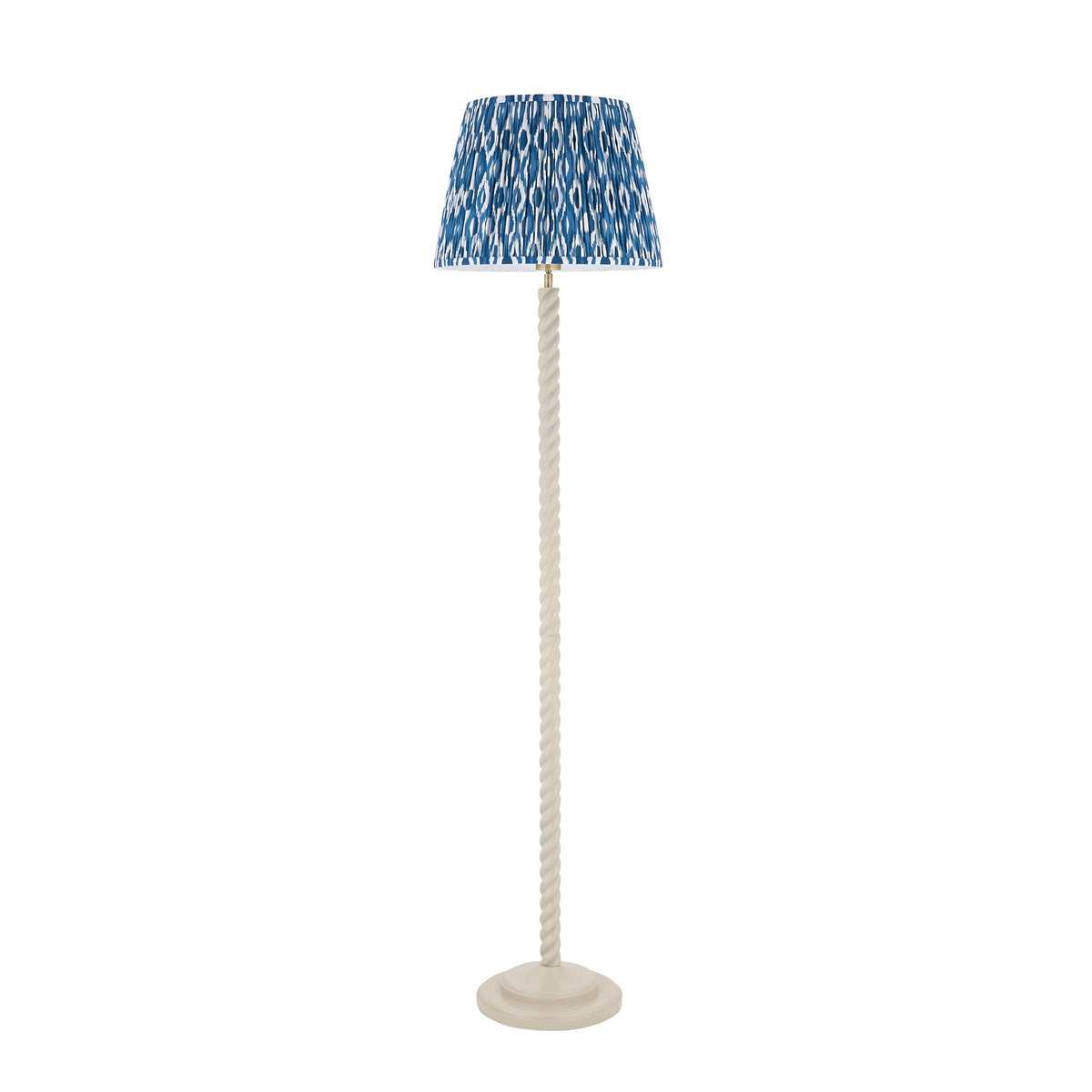 Endon Twist & Ikat 40cm Floor Satin almond white paint & marlin blue fabric