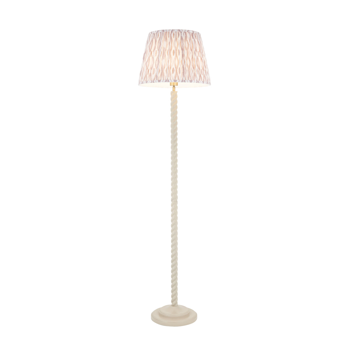 Endon Twist & Ikat 40cm Floor Satin almond white paint & neutral print fabric