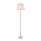 Endon Twist & Ikat 40cm Floor Satin almond white paint & neutral print fabric