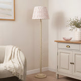 Endon Twist & Ikat 40cm Floor Satin almond white paint & neutral print fabric