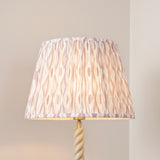 Endon Twist & Ikat 40cm Floor Satin almond white paint & neutral print fabric