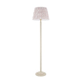 Endon Twist & Ikat 40cm Floor Satin almond white paint & neutral print fabric