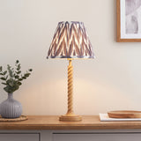 Endon Twist & Zigzag 25cm Table Oak effect resin & pearl grey fabric