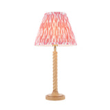 Endon Twist & Ikat 25cm Table Oak effect resin & coral pink fabric