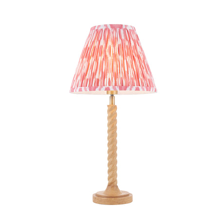Endon Twist & Ikat 25cm Table Oak effect resin & coral pink fabric