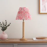 Endon Twist & Ikat 25cm Table Oak effect resin & coral pink fabric