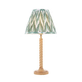 Endon Twist & Zigzag25cm Table Oak effect resin & cotswold green fabric