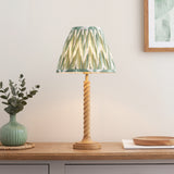 Endon Twist & Zigzag25cm Table Oak effect resin & cotswold green fabric