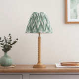 Endon Twist & Zigzag25cm Table Oak effect resin & cotswold green fabric
