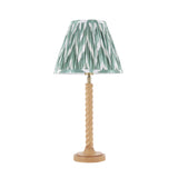 Endon Twist & Zigzag25cm Table Oak effect resin & cotswold green fabric