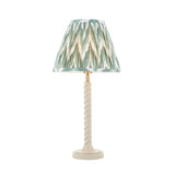 Endon Twist & Zigzag 25cm Table Satin almond white paint & cotswold green fabric