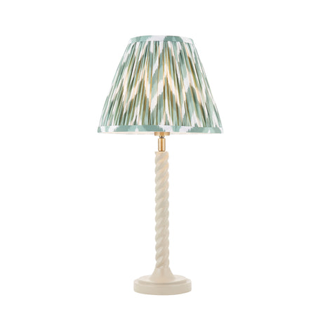 Endon Twist & Zigzag 25cm Table Satin almond white paint & cotswold green fabric