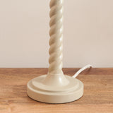 Endon Twist & Zigzag 25cm Table Satin almond white paint & cotswold green fabric