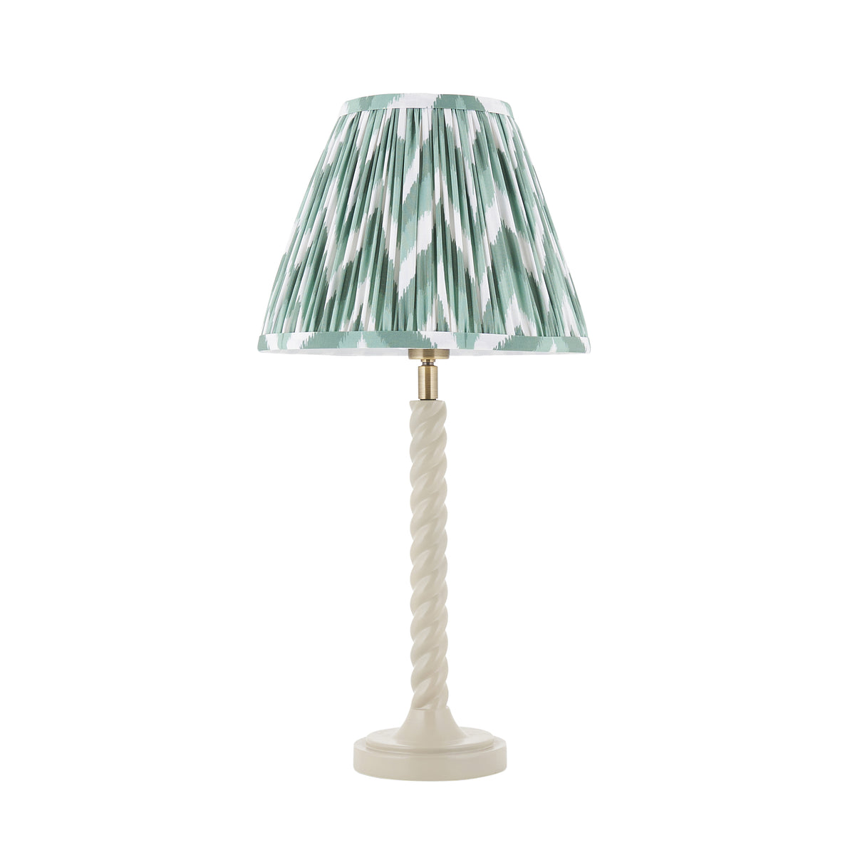 Endon Twist & Zigzag 25cm Table Satin almond white paint & cotswold green fabric