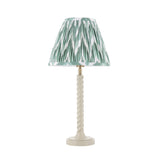 Endon Twist & Zigzag 25cm Table Satin almond white paint & cotswold green fabric