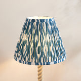 Endon Twist & Ikat 25cm Table Satin almond white paint & marlin blue fabric