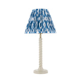 Endon Twist & Ikat 25cm Table Satin almond white paint & marlin blue fabric