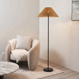 Endon Arlo & Rattan 52cm Floor Matt black & dark rattan
