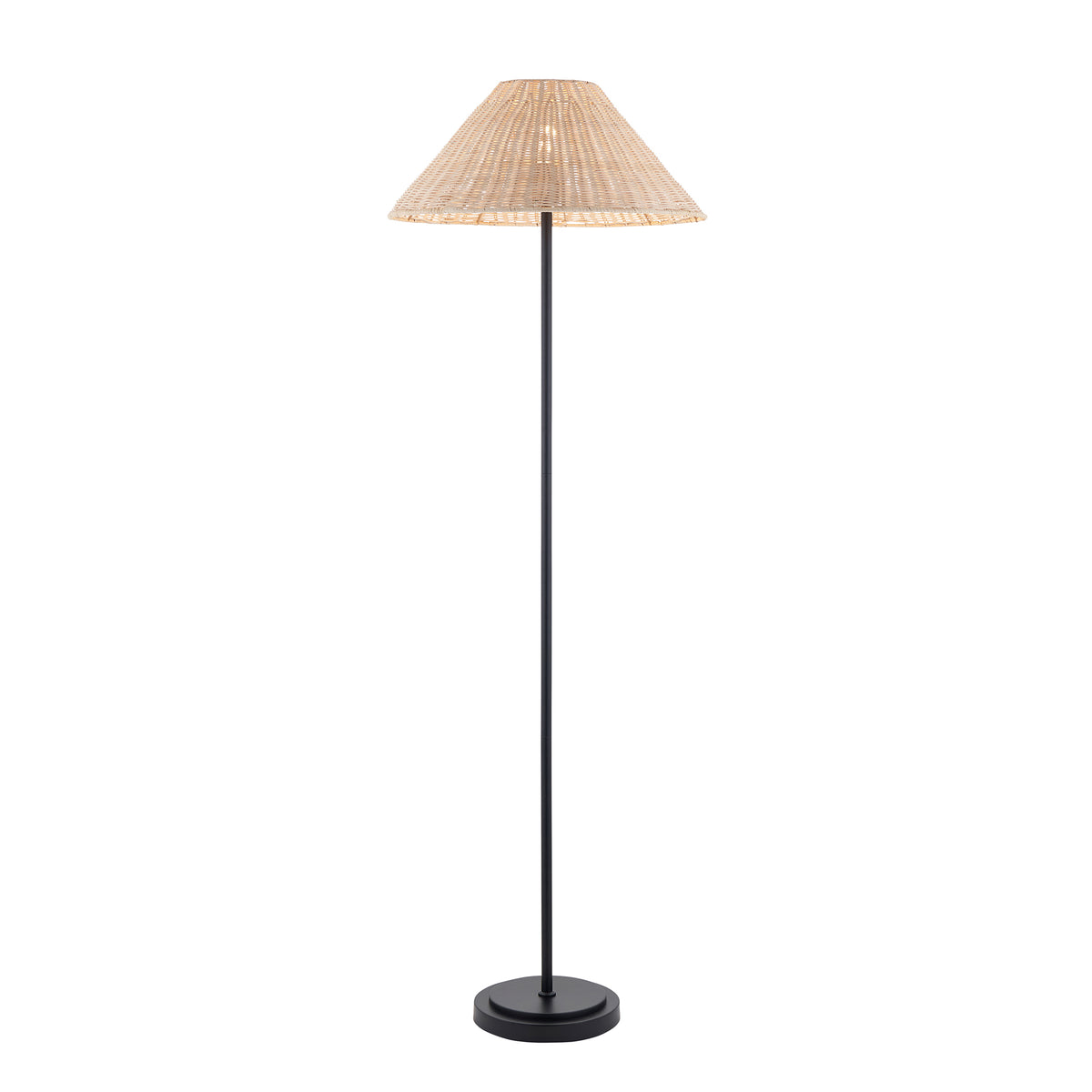 Endon Arlo & Rattan 52cm Floor Matt black & natural rattan