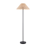 Endon Arlo & Rattan 52cm Floor Matt black & natural rattan