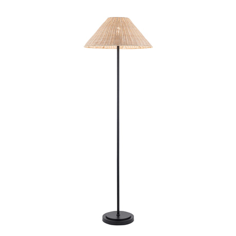 Endon Arlo & Rattan 52cm Floor Matt black & natural rattan