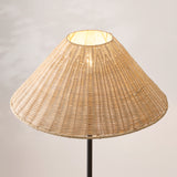 Endon Arlo & Rattan 52cm Floor Matt black & natural rattan