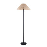 Endon Arlo & Rattan 52cm Floor Matt black & natural rattan