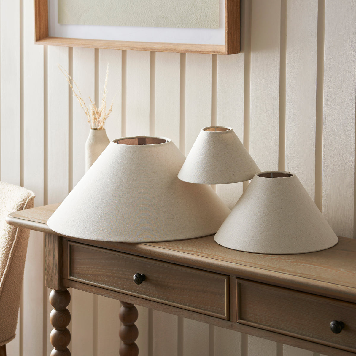Endon Arlo & Avalon 52cm Floor Antique brass plate & natural linen
