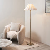 Endon Arlo & Ayla 53cm Floor Antique brass plate & vintage white cotton