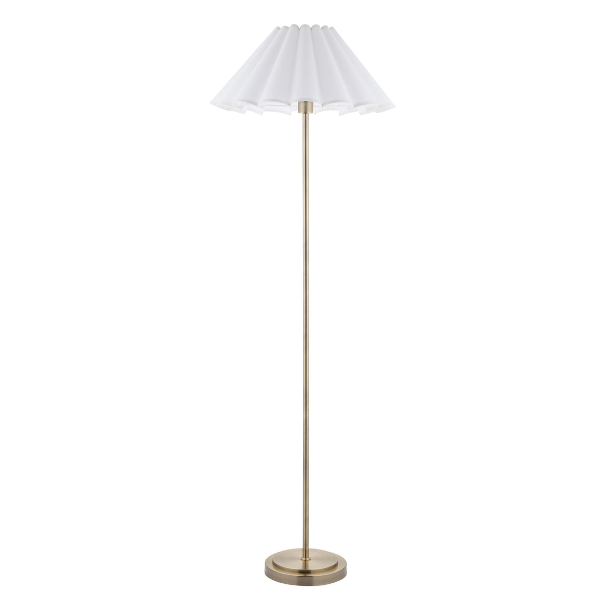 Endon Arlo & Ayla 53cm Floor Antique brass plate & vintage white cotton