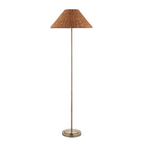 Endon Arlo & Rattan 52cm Floor Antique brass plate & dark rattan