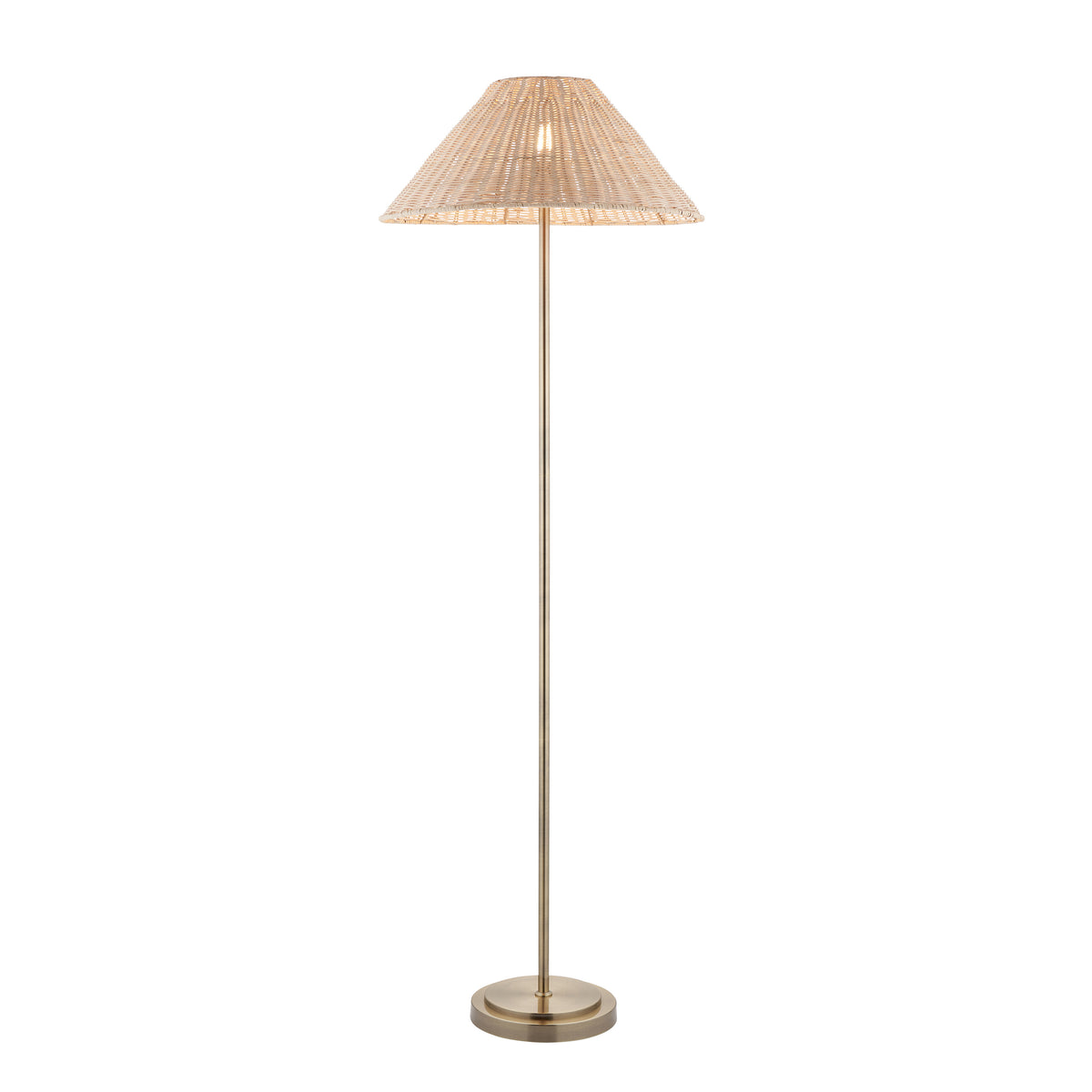 Endon Arlo & Rattan 52cm Floor Antique brass plate & natural rattan