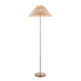 Endon Arlo & Rattan 52cm Floor Antique brass plate & natural rattan