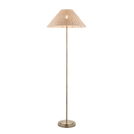 Endon Arlo & Rattan 52cm Floor Antique brass plate & natural rattan
