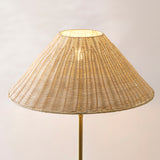 Endon Arlo & Rattan 52cm Floor Antique brass plate & natural rattan