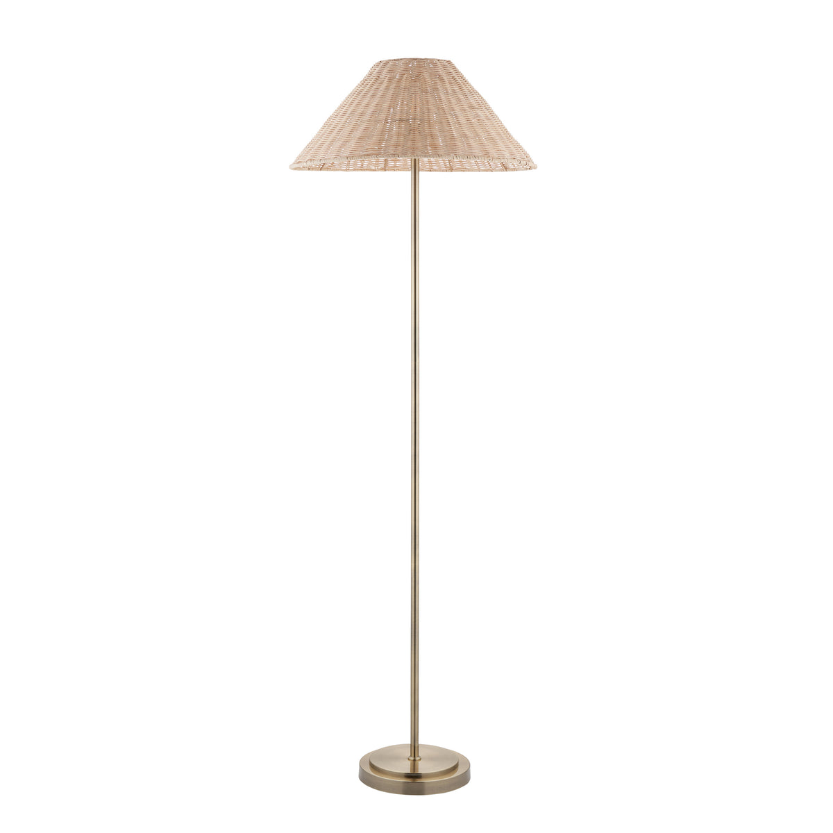 Endon Arlo & Rattan 52cm Floor Antique brass plate & natural rattan