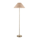 Endon Arlo & Rattan 52cm Floor Antique brass plate & natural rattan