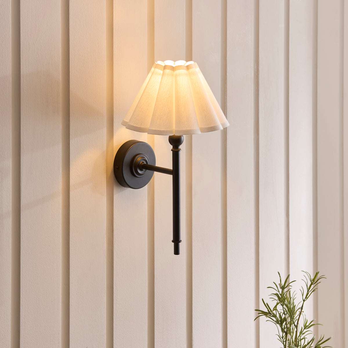 Endon Sylvie Wall Matt black & vintage white cotton
