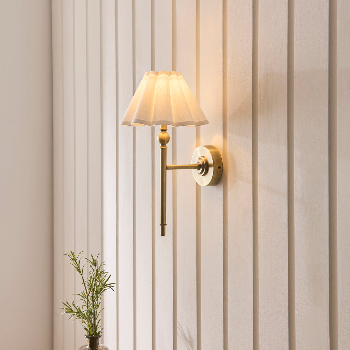 Endon Sylvie Wall Antique brass plate & vintage white cotton
