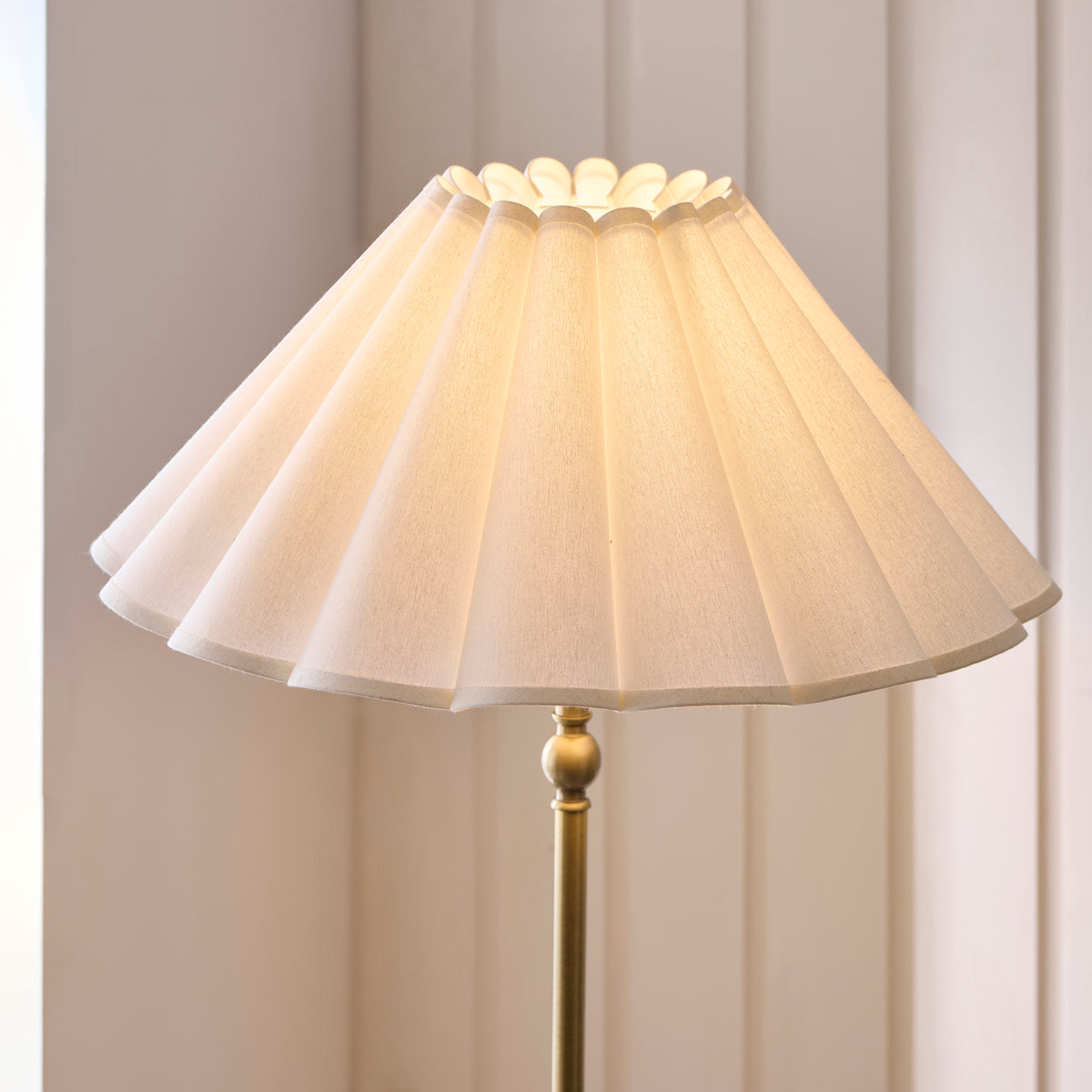 Endon Sylvie Floor Antique brass plate & vintage white cotton
