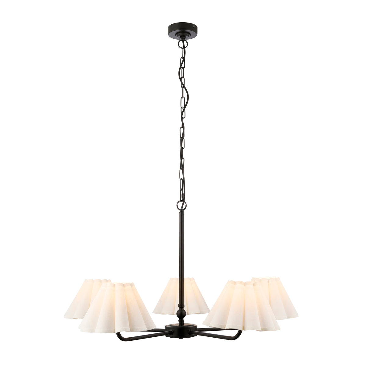 Endon Sylvie 5lt Pendant Matt black & vintage white cotton