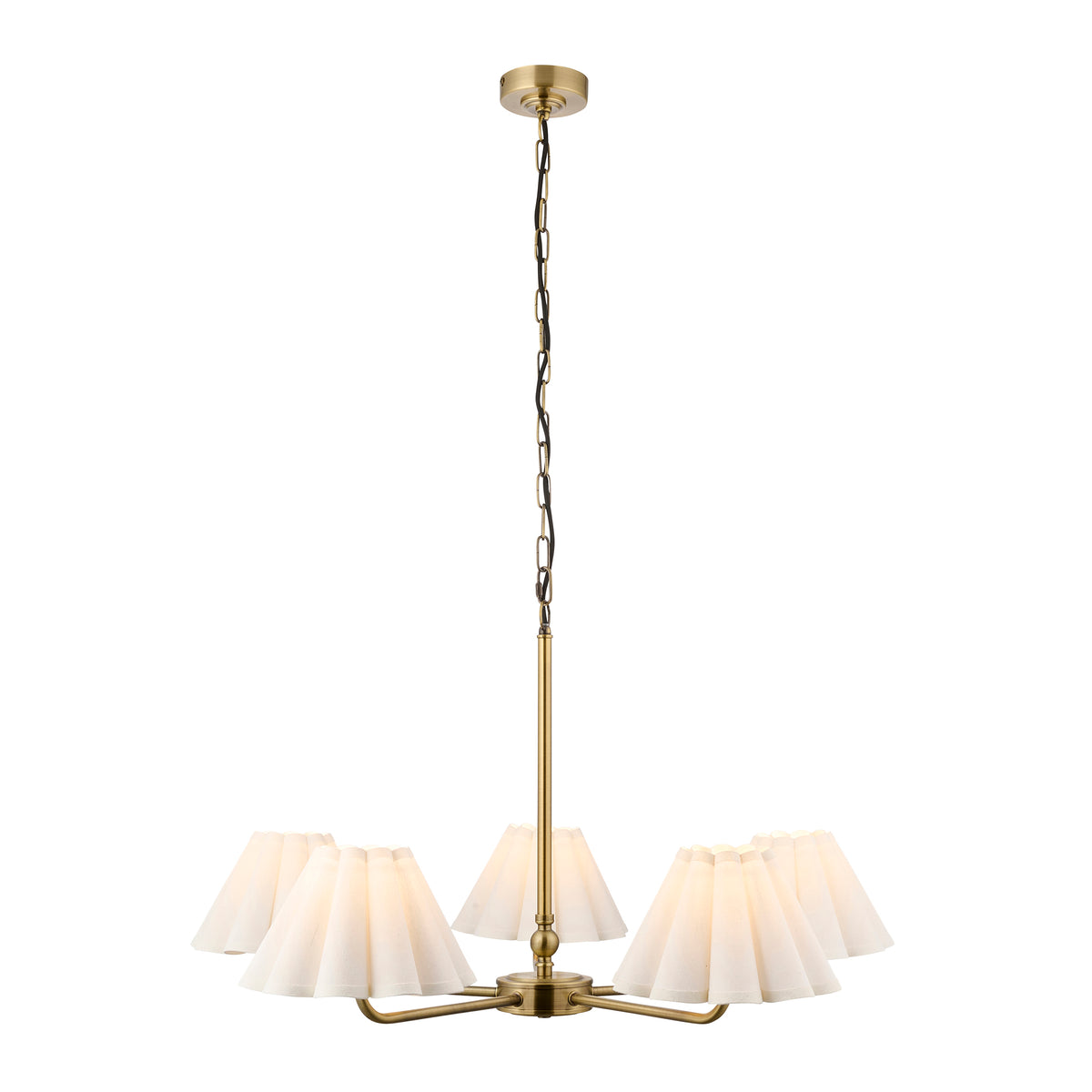 Endon Sylvie 5lt Pendant Antique brass plate & vintage white cotton